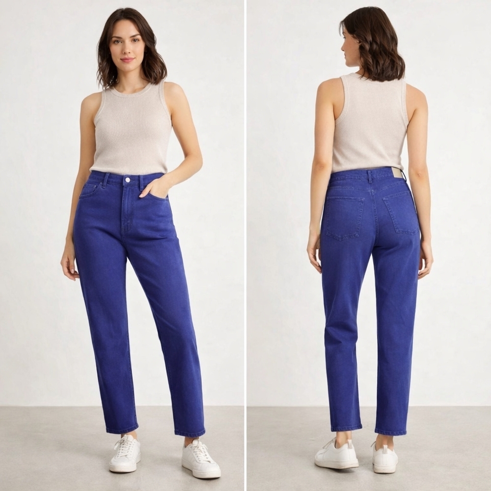 NWT Everlane Way-High Straight Jean 27T Lapis Blue Tall High Rise Clean Girl